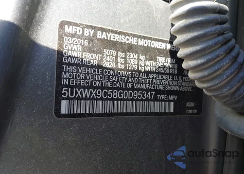 2016 BMW X3 xDrive28I from USA, damaged, VIN 5UXWX9C58G0D95347